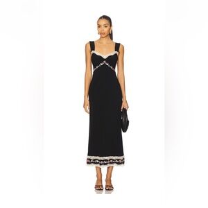 RIXO LUCIE BIAS-CUT MIDI SLIP DRESS